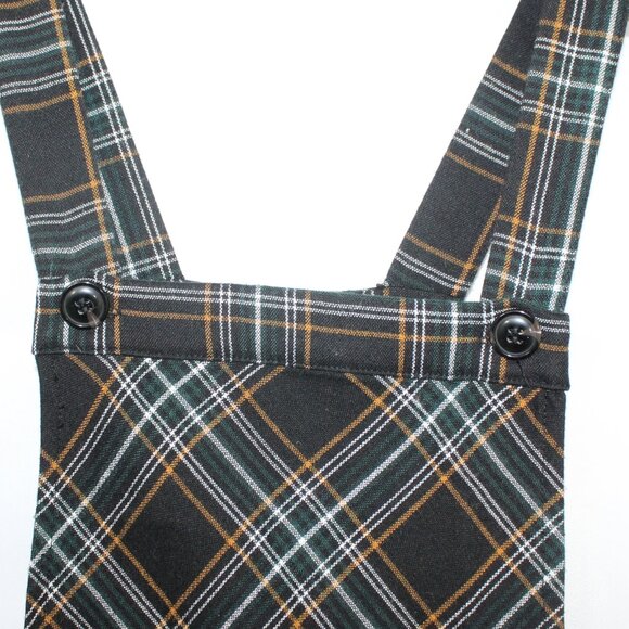 Forever 21 Green Black Yellow Plaid Medium Overalls Dress with Pockets - Picture 2 of 7